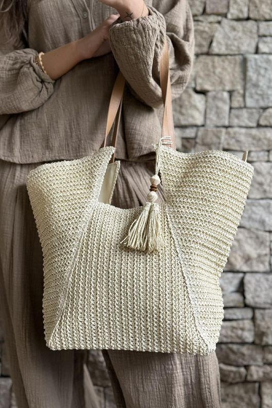 Varda Raffia Tote Bag Light